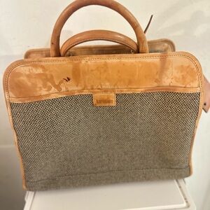Tan and Brown Travel Bag with Vintage Leather
